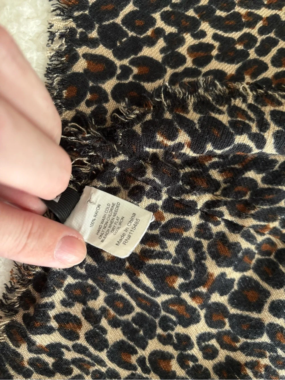 Apt. 9 Leopard Print Infinity Scarf Brown Black 100% Rayon Animal Print Fringe